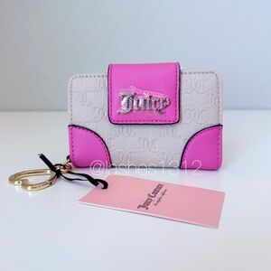 JUICY COUTURE Wallet Blank Canvas Tab Card Case - Pink Beige